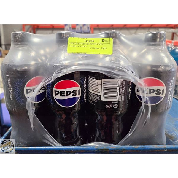 24PK ZERO SUGAR PEPSI SODA 591ML BOTTLES