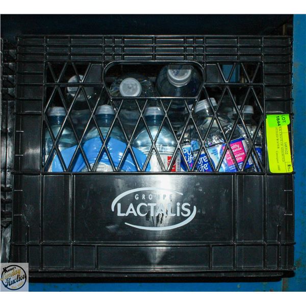 MILK CRATE OF ASSORTED BOTTLED WATER