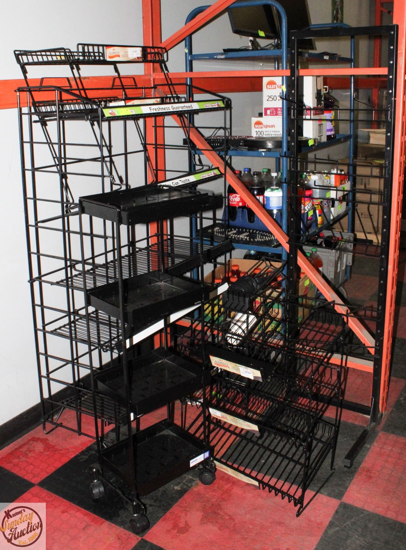 LOT OF METAL RACKING & SMALL/CORNER DISPLAY RACKS