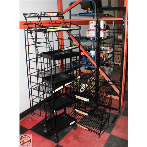 LOT OF METAL RACKING & SMALL/CORNER DISPLAY RACKS