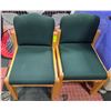 Image 1 : PAIR OF WOODEN FRAMED GREEN CUSHIONED KIDS CHAIRS