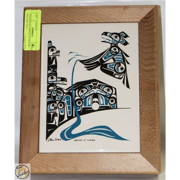 INDIGENOUS ORIGIN OF WATER HAIDA TILE TOP WOODEN-