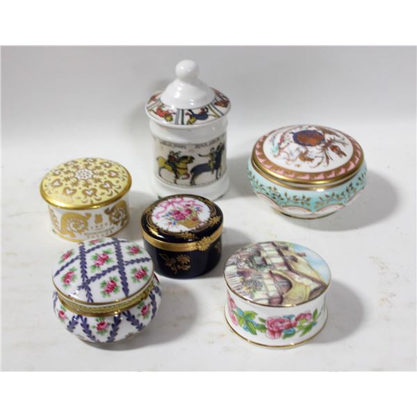 FLAT OF 5 ENGLISH BONE CHINA TRINKET BOXES VINTAGE