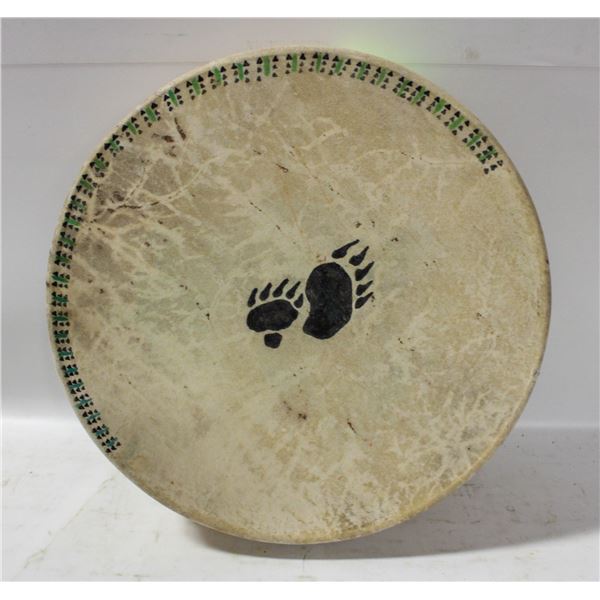 HIDE HAND CRAFTED DRUM W/BEAR PRINTS
