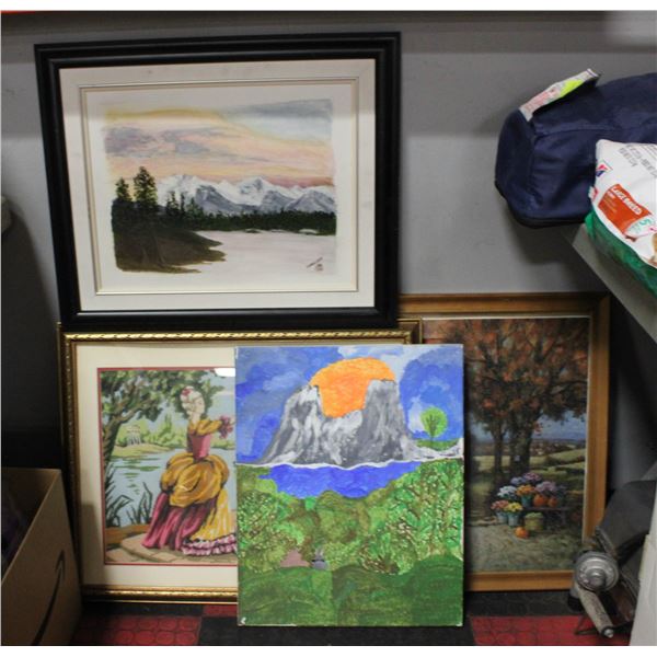 4 PIECES OF WALL ARTWORK