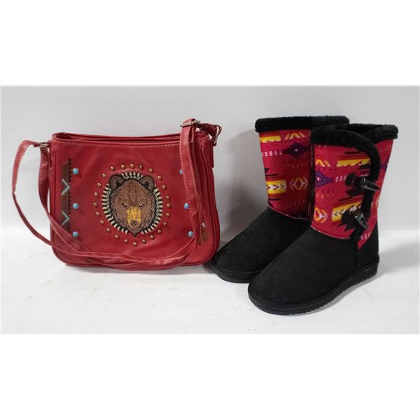 NEW OLD STOCK NAVAJO FAUX MATERIAL BOOTS