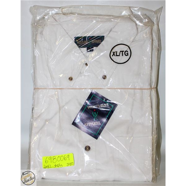 2 NEW MENS SIZE XL WHITE BUTTON UP SHIRTS