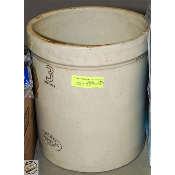 MEDALTA 3 IMPERIAL GALLON CROCK NO LEAKS