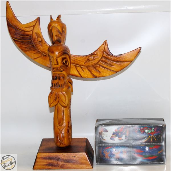 10" TALL TOTEM POLE INDIGENOUS NAPKIN RINGS