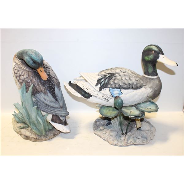 2 LARGE MALLARD DUCK GARDEN/YARD STATUES