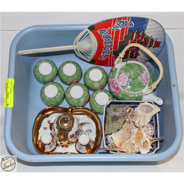 ORIENTAL DECOR INCLUDING REAL SEASHELLS,