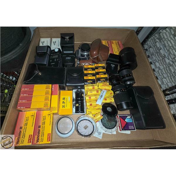 LARGE FLAT OF CAMERAS LENSES UNSORTED + KODAK
