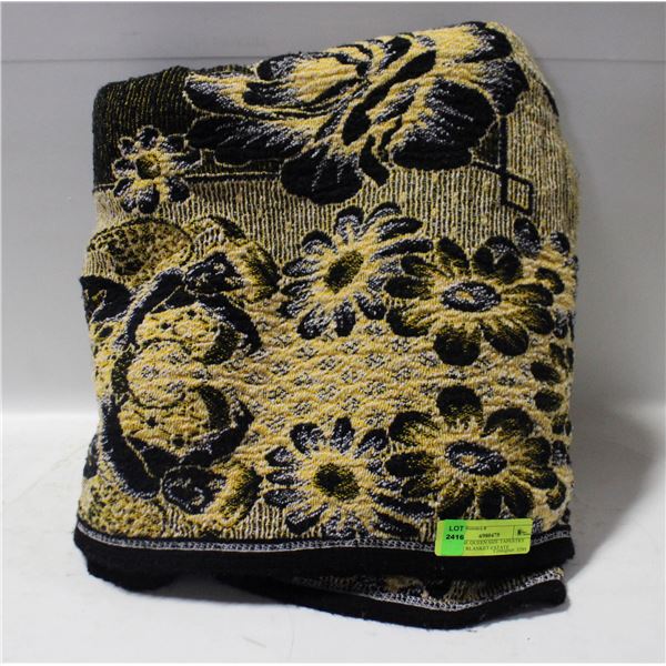 VINTAGE QUEEN SIZE TAPESTRY WOVEN BLANKET-ESTATE