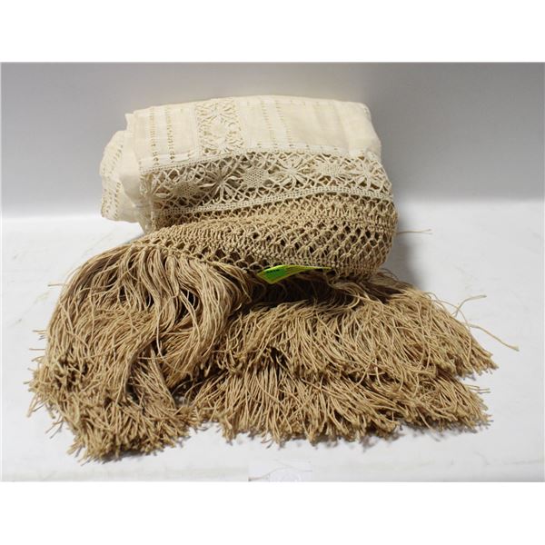 ANTIQUE LINEN DOUBLE SIZE BEDSPREAD-ESTATE