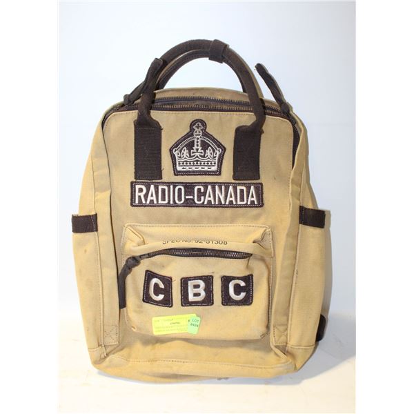 VINTAGE RADIO CANADA CBC CANVAS BACKPACK-ESTATE