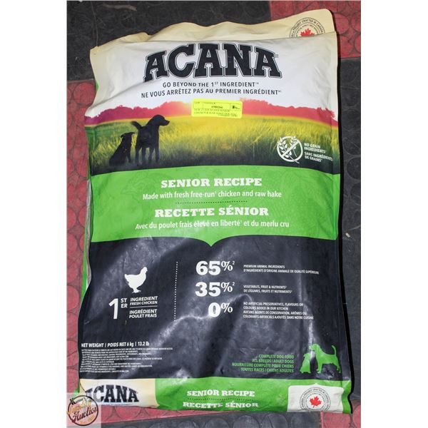 NEW 13.2LB ACANA SENIOR CHICKEN & RAW HAKE DOG FOO