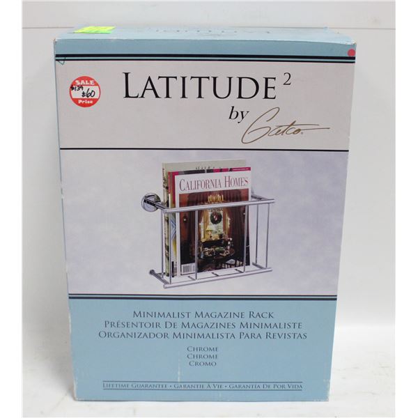 NEW IN BOX GATCO LATITUDE CHROME MAGAZINE RACK