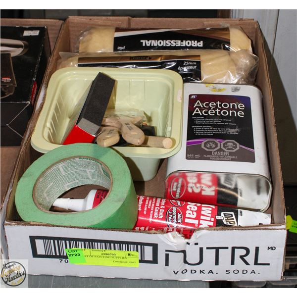FLAT OF PAINTING SUPPLIES