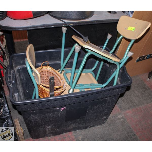 3 METAL FRAMED CHILDRENS SCHOOL CHAIRS IN A