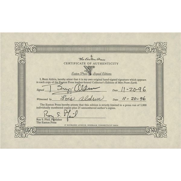 Buzz Aldrin signed certificate