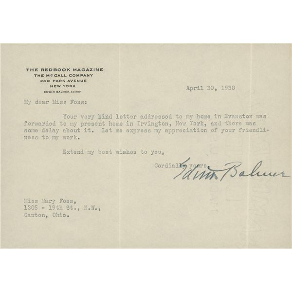 When Worlds Collide Author Personal note signed by Edwin Balmer