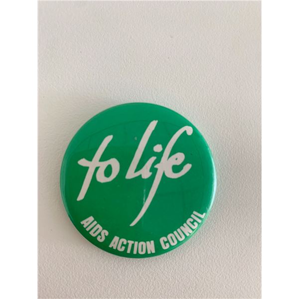 To life aids action council vintage pin