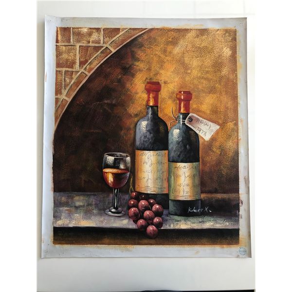 Wine and Grapes Still Life original painting on canvas