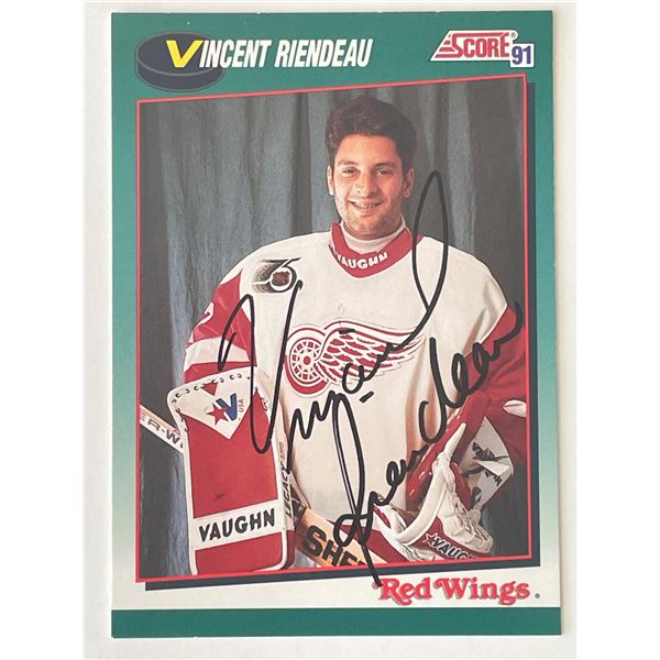 Detroit Red Wings Vincent Riendeau 1991 Score signed trading card