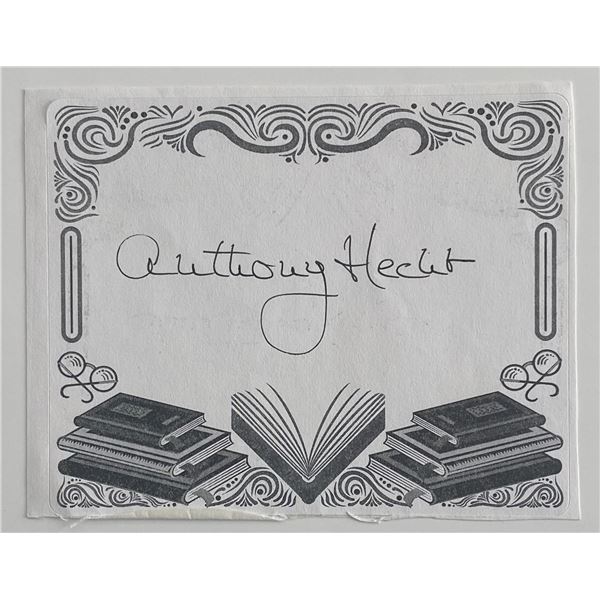 Poet Anthony Hecht original signature