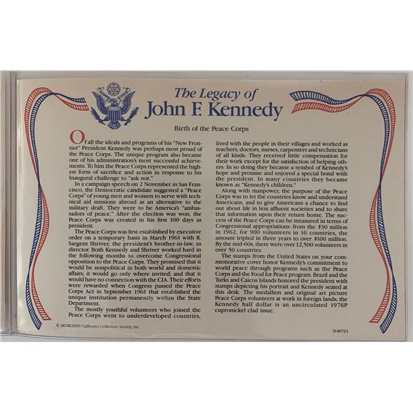 John F. Kennedy commemorative cover with coin