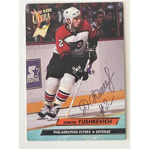 Philadelphia Flyers Dmitri Yushkevich 1992 Fleet #161 signed trading card