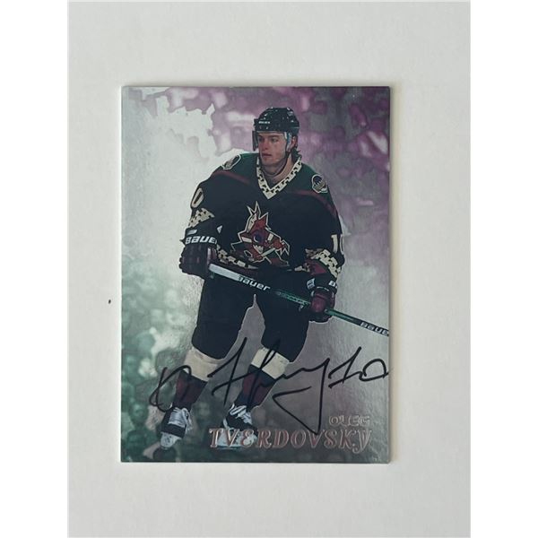 Phoenix Coyotes Oleg Tverdovsky 1998 In The Game #258 signed trading card
