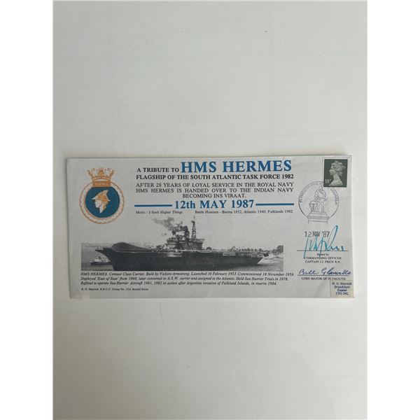 HMS Hermes Royal Navy signed FDC