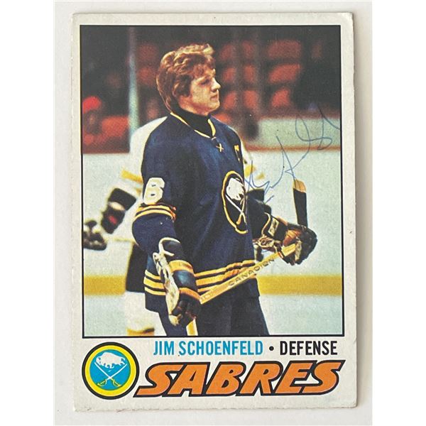 Buffalo Sabres Jim Schoenfeld 1977 Tops #108 signed trading card