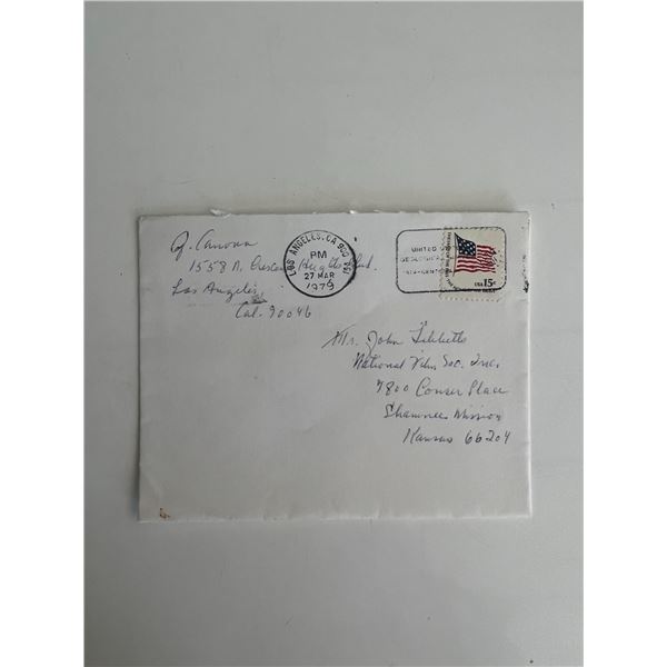 Comedian Judy Canova handwritten envelope