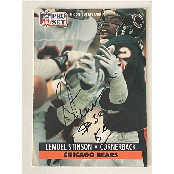 Chicago Bears Lemuel Stinson 1991 NFL #106 signed trading card