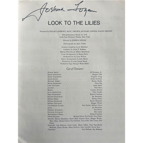 Director Joshua Logan signed Look to the Lillies music book