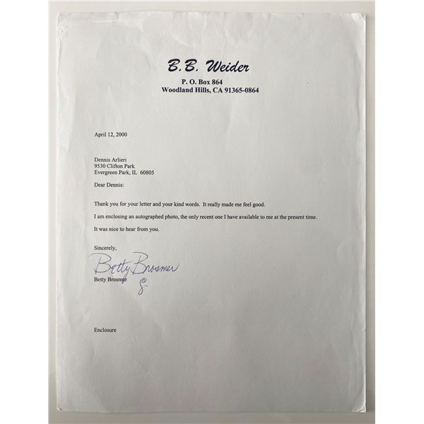 Betty Brosmer signed letter