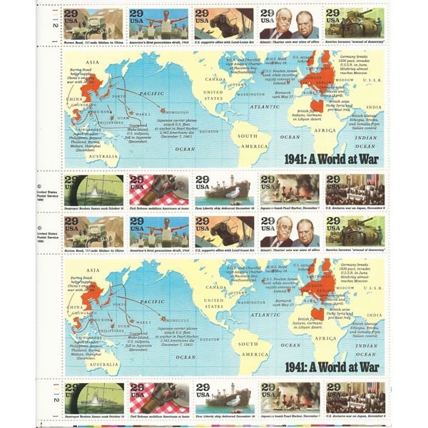 1941 WWII A World At War Stamps