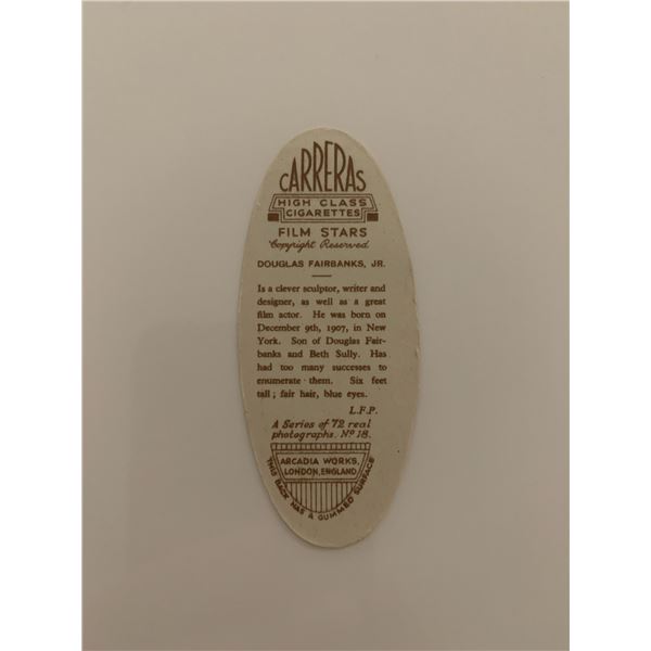 Douglas Fairbanks Jr. unsigned cigarette card