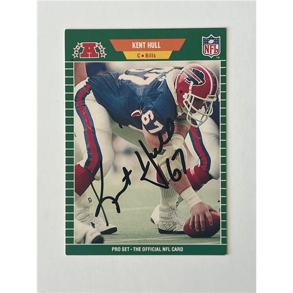 Buffalo Bills Kent Hull 1989 NFL signed trading card