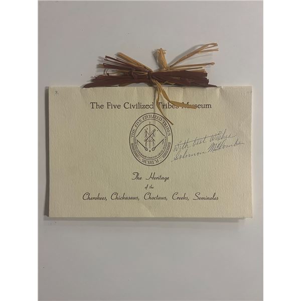 American Artist Solomon McCombs signed The Five Civilized Tribes Museum Card