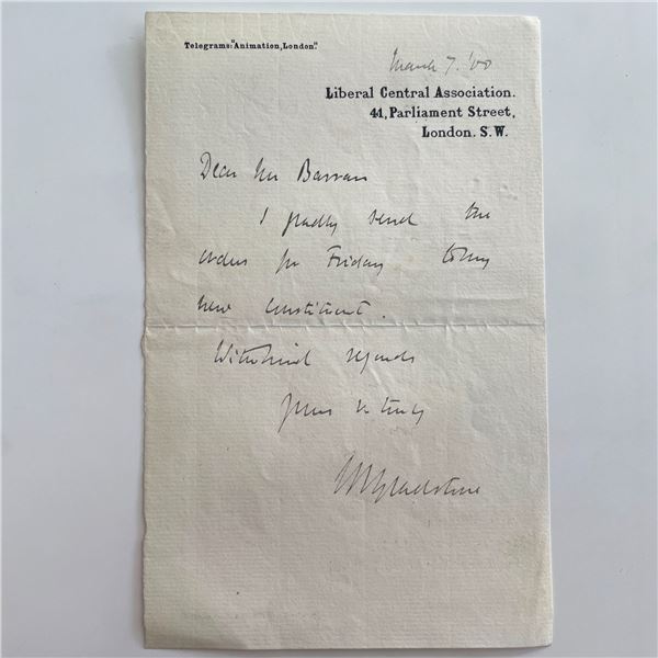 Liberal Central Association London Signed Letter