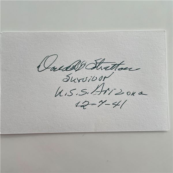 WWII Pearl Harbor Survivor Donald Stratton original signature