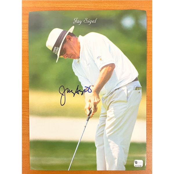 Professional golfer Jay Sigel signed magazine page