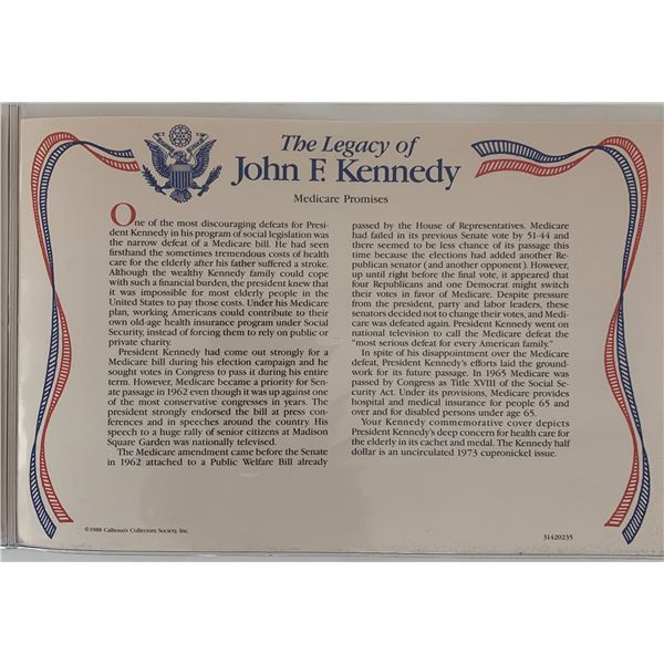 John F. Kennedy commemorative cover with coin