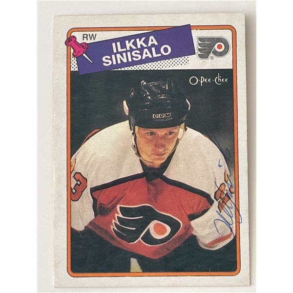 Philadelphia Flyers Ilkka Sinisalo 1988 O-Pee-Chee #111 signed trading card