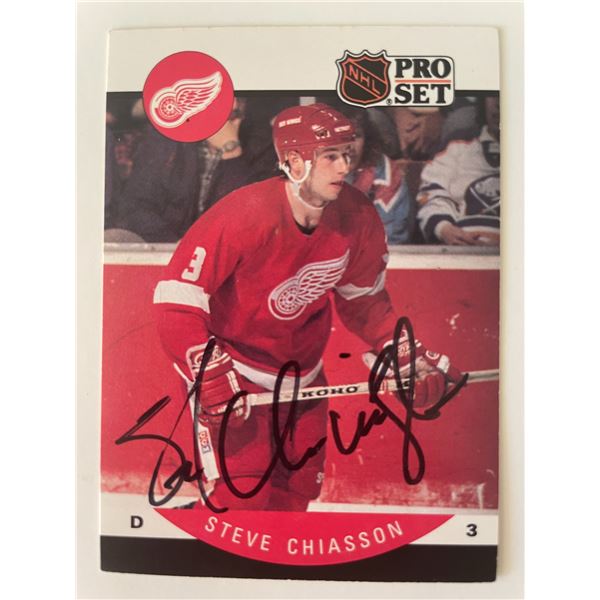 Detroit Red Wings Steve Chiasson 1990 Pro Set #69 signed trading card