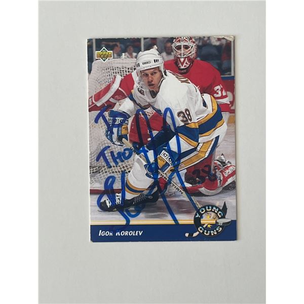 St. Louis Blues Igor Korolev 1992-93 Upper Deck #581 signed trading card