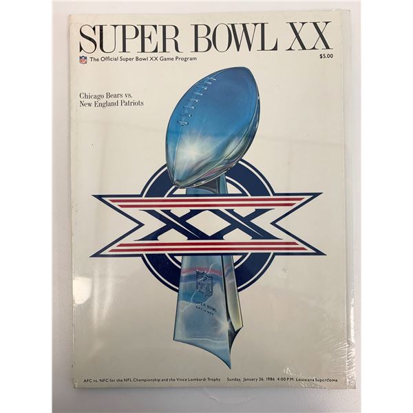 Super Bowl XX 1986 Bears vs. Patriots Official Program